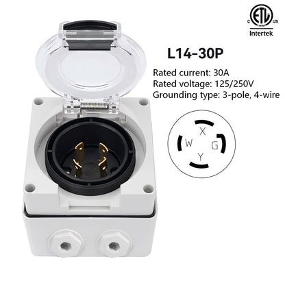 IP66 waterproof outdoor high-power American Standard 3-hole socket with ETL listed 20A,30A,125V,250V