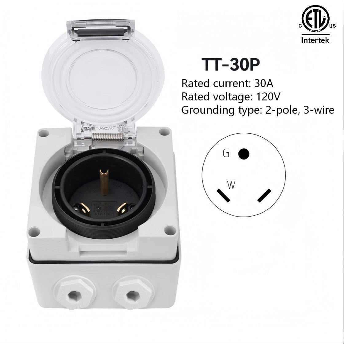 IP66 waterproof outdoor high-power American Standard 3-hole socket with ETL listed 20A,30A,125V,250V