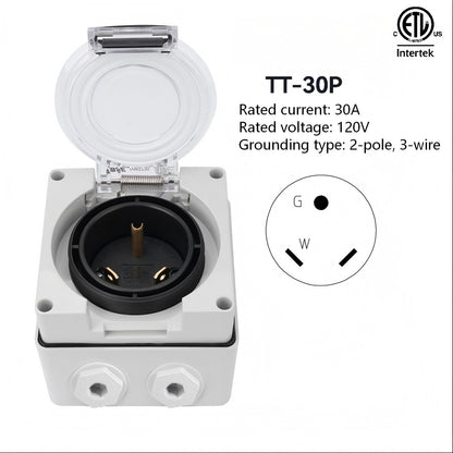 IP66 waterproof outdoor high-power American Standard 3-hole socket with ETL listed 20A,30A,125V,250V