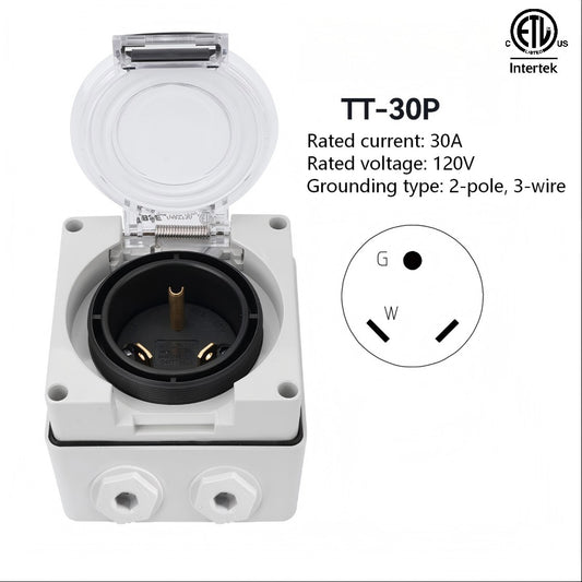 IP66 waterproof outdoor high-power American Standard 3-hole socket with ETL listed 20A,30A,125V,250V