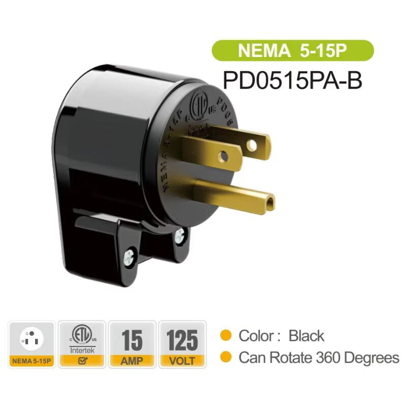 American standard power plug and socket, NEMA 5-15, 5-20, 6-15, 6-20, ETL certification, 12 directions adjustable, easy to install