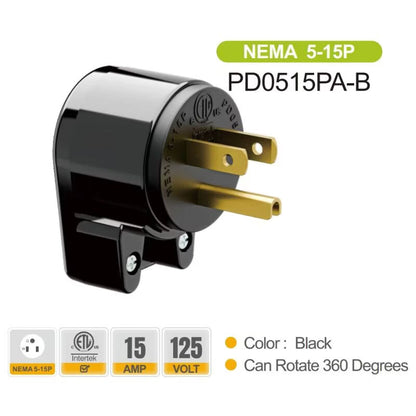 American standard power plug and socket, NEMA 5-15, 5-20, 6-15, 6-20, ETL certification, 12 directions adjustable, easy to install