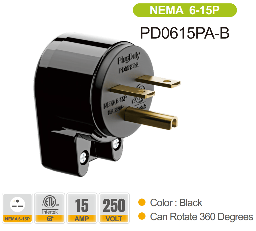 American standard power plug and socket, NEMA 5-15, 5-20, 6-15, 6-20, ETL certification, 12 directions adjustable, easy to install