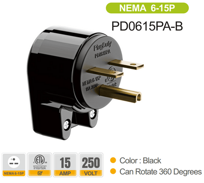 American standard power plug and socket, NEMA 5-15, 5-20, 6-15, 6-20, ETL certification, 12 directions adjustable, easy to install