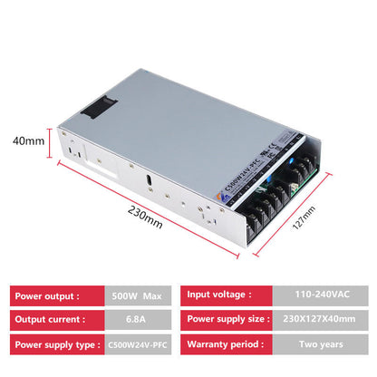 High Efficiency AC-DC Switching Power Supply 500W 24V SMPS with Active PFC