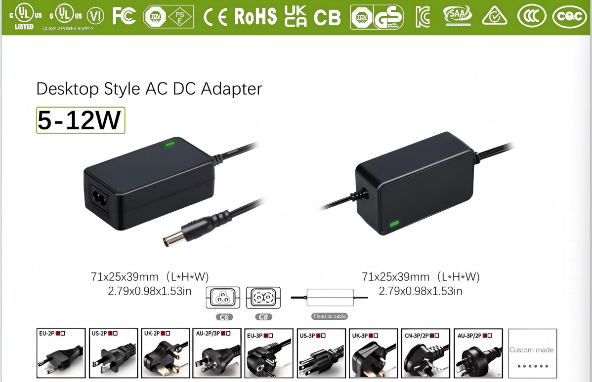 Customizable OEM/ODM 5-12W Desktop Switching Power Supply Converters Variety of Voltages 5V 6V 9V 12V 15V 16V 18V 19V 24V 28V 30V Power Adapters