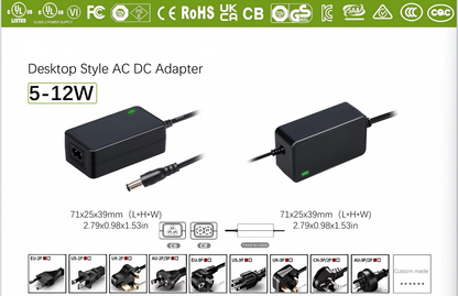 Customizable OEM/ODM 5-12W Desktop Switching Power Supply Converters Variety of Voltages 5V 6V 9V 12V 15V 16V 18V 19V 24V 28V 30V Power Adapters