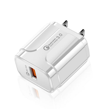 LZ-023 18W  QC3.0 USB Portable Travel Charger + 3A USB toType-C Data Cable, US Plug, Type-C Data Cable, US Plug