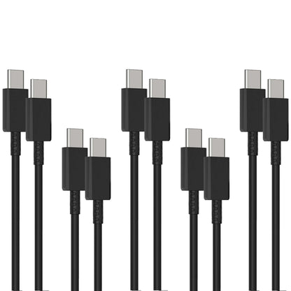 XJ-69 5 PCS 1m 3A USB-C / Type-C to Type-C TPU Charging Sync Data Cable for Mobile Phone, 5 PCS
