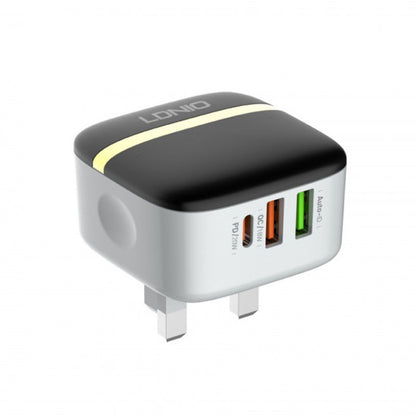 LDNIO A3513Q 32W QC3.0 3 USB Ports Phone Adapter, EU Plug with Micro USB Cable, EU Plug with 8 Pin Cable, EU Plug with Type-C Cable, EU Plug with Type C to 8 Pin Cable, UK Plug with Micro USB Cable, UK Plug with 8 Pin Cable, UK Plug with Type-C Cable  ...