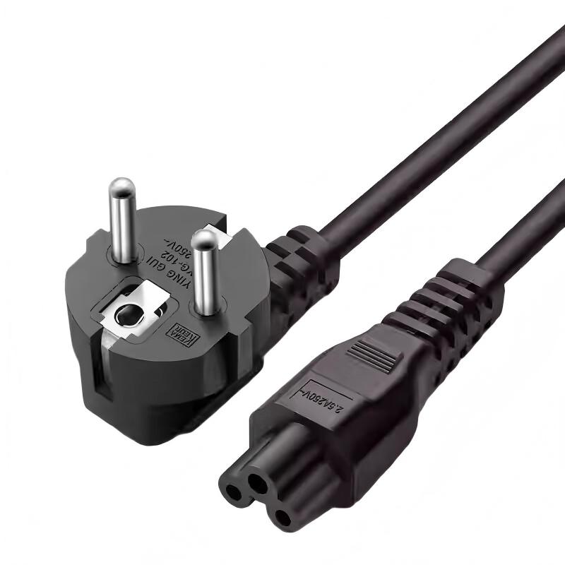 VDE Listed 3 Prong EU Plug AC Power Cord IEC C5  Cord Length: 0.5m1.0m 1.5m 2.0m 3.0m 5.0m