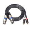 2 RCA Male to 2 XLR 3 Pin Female Audio Cable