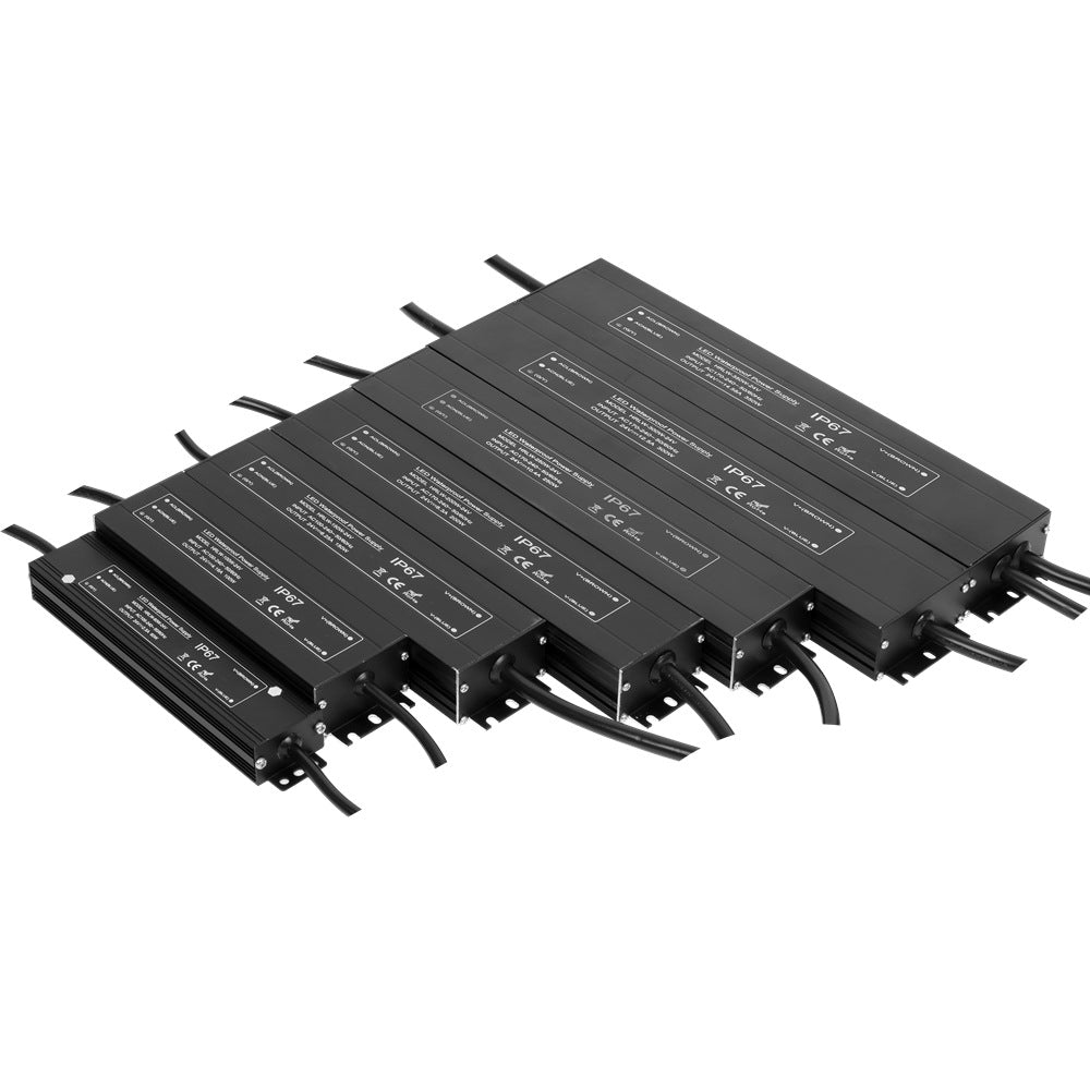Black Long Strip Waterproof Power Supply 60-350W DC Regulated Constant Voltage IP67 Waterproof Switching Power Supply
