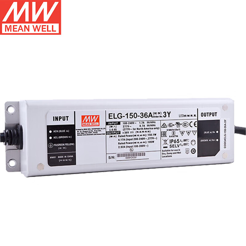 MEAN WELL ELG-150 Series 150W Constant Voltage + Constant Current LED Driver with IP67/IP65