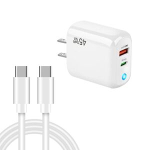 TE-PD45 GaN 45W PD3.0 / Type-C + USB 3.0 Charger with Type-C to Type-C Data Cable, US  Plug
