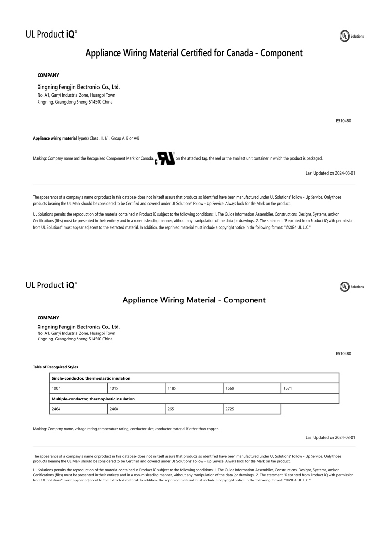 UL certificate electronic cable(1)