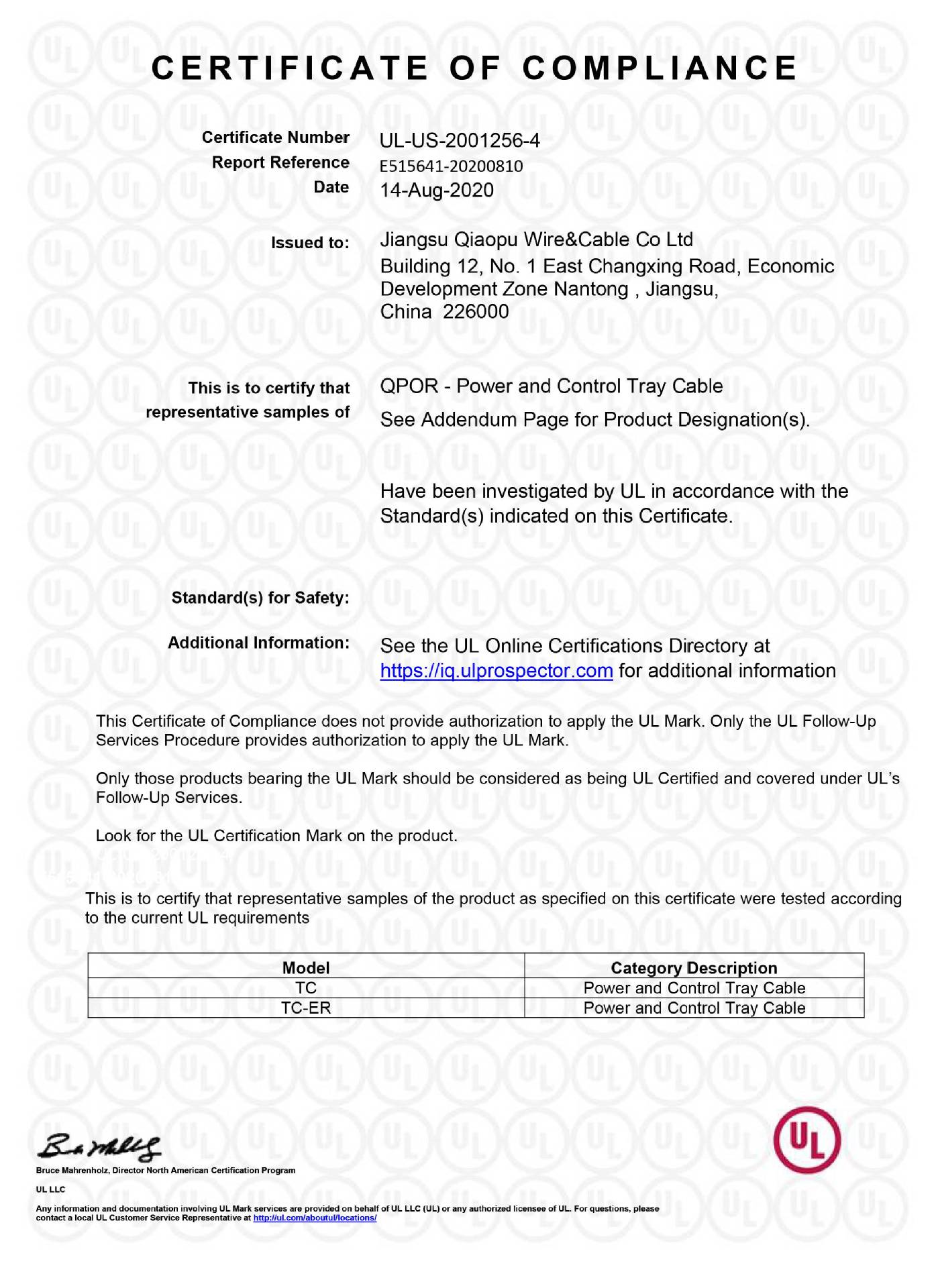 UL1277 Certificate-WIPOUS维普斯
